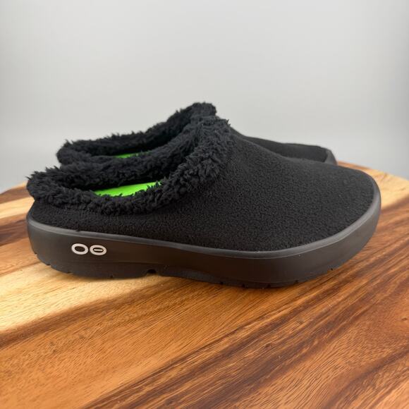 OOFOS OOcoozie Mule Men\'s 12 (EU 45) Slip On Recovery Shoes Black Sherpa NEW main image 7